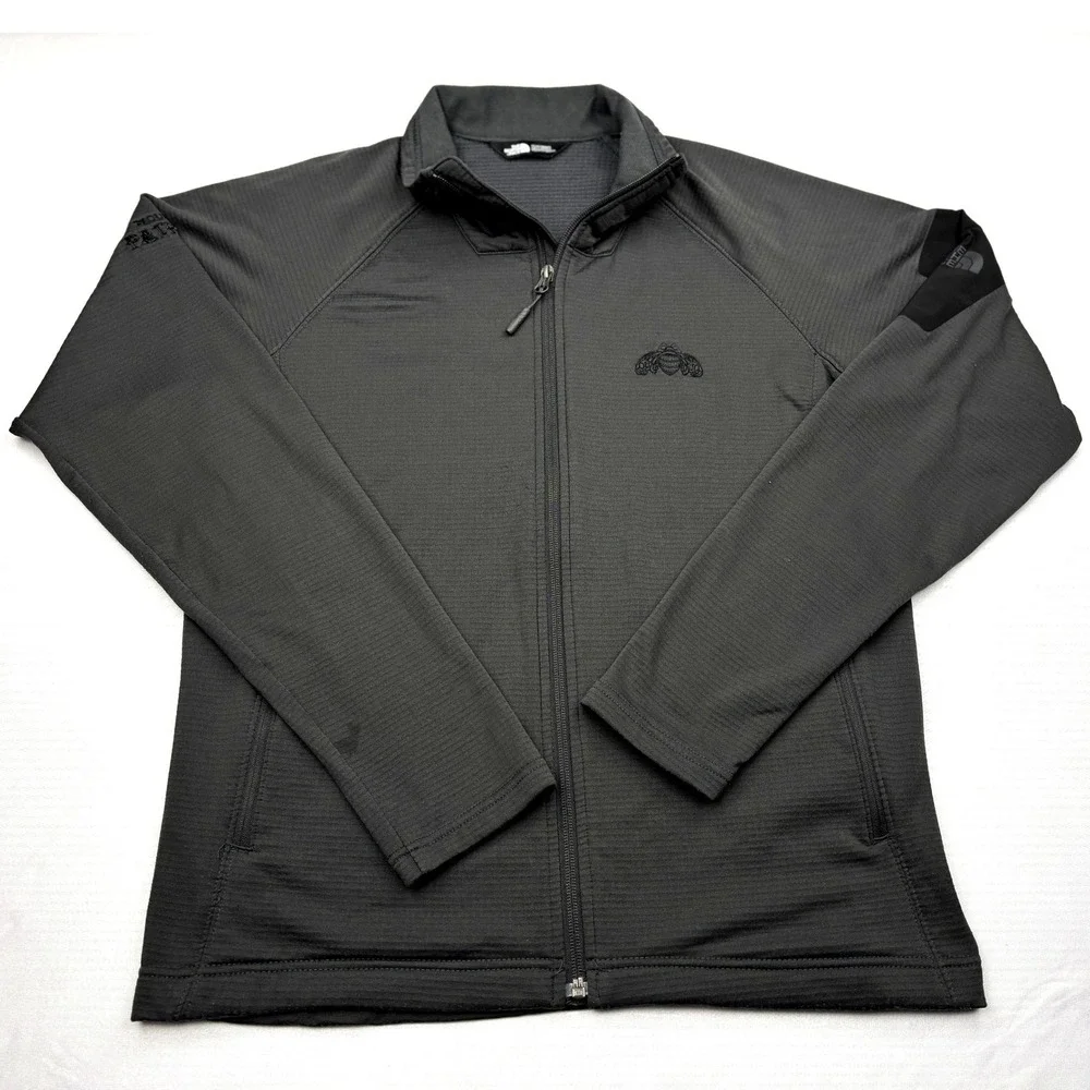 The North Face Technical Grid Fleece Jacket Mens Medium M Charcoal Gray Patron